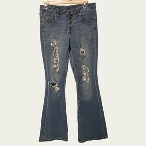 Mossimo Mid Rise Flip-Flop Flare Power Stretch Jeans size 8/29